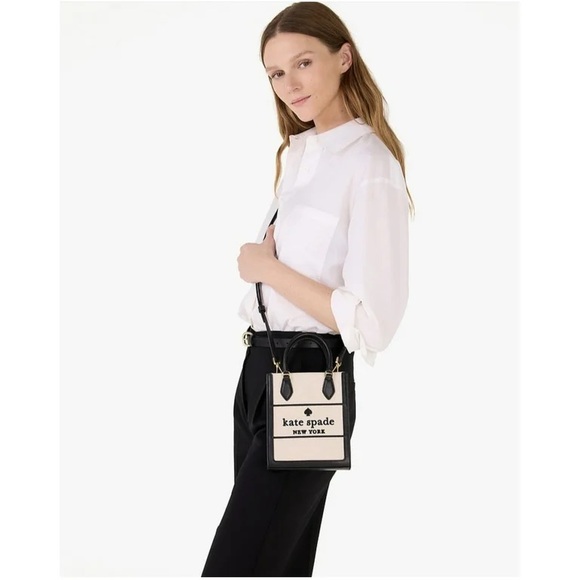 Kate Spade Ellie Mini Canvas Tote Crossbody - New With Tags -Structured Logo Bag - Picture 7 of 10
